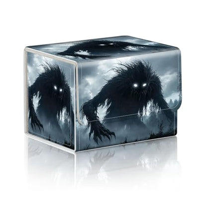 Trading Card Storage Box, Holds 100+ for MTG Cards, Premium PU Leather with Magnetic Closure, Shadowy Creature In Mist Durable Deck Box for Magic the Gathering, Trading Card Games - color: Shadowy Creature In Mist