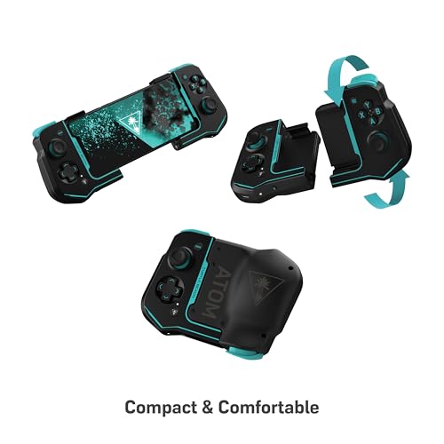 Turtle Beach Atom Mobile Game Controller with Bluetooth for Cloud Gaming on Android Mobile Devices with Compact Shape, Console Style Controls & Low Latency Bluetooth - Black/Teal - color: Black/Teal