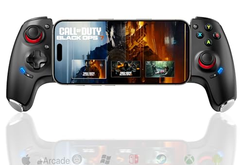 Megadream Mobile Phone Controller for iPhone 17/Android/iPad/Tablet - Switch/PC - Cloud Game - Turn Your Phone into a Gaming Console - PS4/PS5/Xbox Remote Play Streaming, Call of Duty & More, Turbo/Macro, Hall Joysticks/Trigger - color: Black, size: Bluet