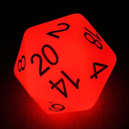 Bescon Jumbo Glowing D20 38MM, Big Size 20 Sides Dice Red Glow in Dark, Big 20 Faces Cube 1.5 inch - color: Red Glow in Dark