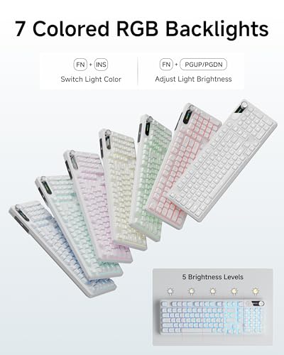 EWEADN Wired Keyboard and Mouse Combo with Detachable Wrist Rest, Quiet Ergonomic Keyboard Mouse Set with Multimedia Knob, RGB Backlit, Double-Shot Keycaps Natural Typing for Laptop, PC - White - color: White