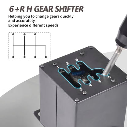 CNRAQR PC USB Simulator Shifter 6+R H Gear Shifter for LO GITECH G29/G27/G25/G920, T300RS/GT, Compatible with Gearshift PC Windows Steering Wheel for ATS ETS Dust WRC Sim Racing Game - color: 6R