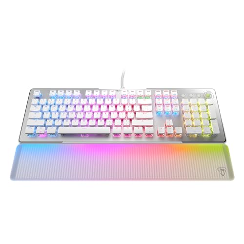 Turtle Beach Vulcan II Max Optical-Mechanical RGB Gaming Keyboard | Customizable RGB Keys & Palm Rest, Smart Keys, Titan II Linear Switches, Anodized Aluminum Top Plate, Media Controls, White - color: White