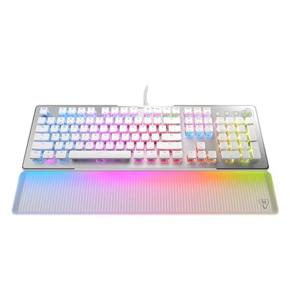 Turtle Beach Vulcan II Max Optical-Mechanical RGB Gaming Keyboard | Customizable RGB Keys & Palm Rest, Smart Keys, Titan II Linear Switches, Anodized Aluminum Top Plate, Media Controls, White - color: White