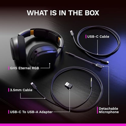 GLORIOUS GHS Eternal RGB - Stereo RGB Gaming Headset for PC, PS5, PS4, Switch - Custom Tuned Angled Drivers, Adjustable Crystal Clear Detachable Mic, USB-C - Durable, All Day/Night Comfort - Black - color: Black RGB