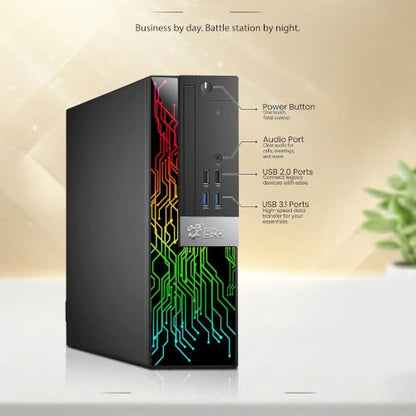 BTO RGB SFF Desktop Computer — Intel Core i5-8500 — 16GB DDR4 RAM — 128GB SSD — 500GB HDD — GeForce GT 1030 — 24" Monitor — RGB Keyboard & Mouse — Wi-Fi — Gaming PC — Windows 11 Pro (Renewed)