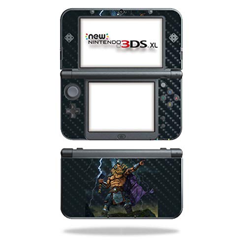 MightySkins Carbon Fiber Skin for Nintendo New 3DS XL (2015) - God of Thunder | Protective, Durable Textured Carbon Fiber Finish | Easy to Apply, Remove, and Change Styles | Made in The USA - color: God Of Thunder