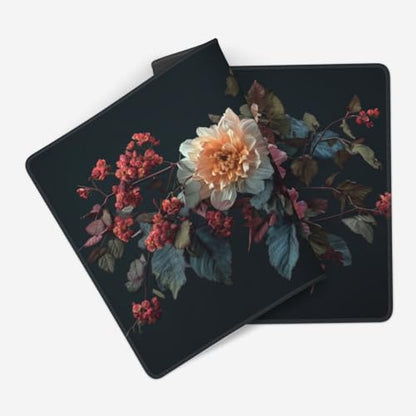 MTG Playmat Flower Art TCG Mat Board Game Card Game Trading Card Game Play Mat Desk Pad Original Hand Painted Stitched Edges Smooth Surface Rubber Base 23.5x13.8in