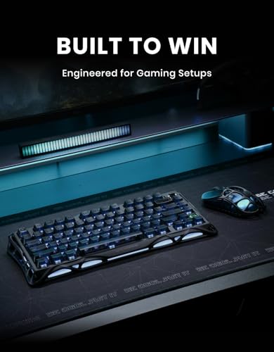 GravaStar Mercury K1 75% Wireless Gaming Keyboard, Aluminum Alloy Mechanical Keyboard with Knob, Hot Swappable, Linear Switches, Transparent Keycaps, RGB Backlit, 2.4GHz/BT5.0/USB【Stealth Black】 - color: Stealth Black