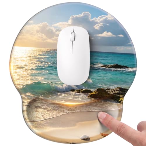 Mouse pad with Wrist Rest,Relieving Pain Memory Foam Computer pad, Ergonomic Desktop Mouse, Silicone Material Mouse pad, with Non-Slip PU Base (The sea) - color: The sea