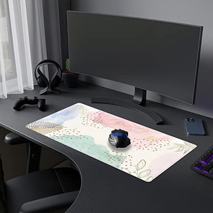 Boho Pastel Painting Mouse Pads, Abstract Mousepad XXL,Extended Mouse Pad for Keyboard & Wireless Mouse,Cute Large Desk Protector Mat Full Desk Gaming Mice Pad for Office Home 31.5x15.75 in - color: B-pink Blue