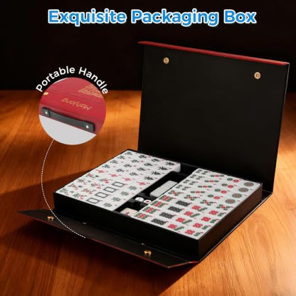Mahjong Tile Set, 146pcs Professional Chinese Mahjong Set with Instruction Manual, Premium Mah Jongg Sets with Storage Box, 1.4" Mah Jong Tiles Easy to Grab, Game for Gathering, Party, Camping - color: Ivory