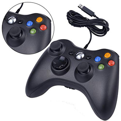 ONE250 USB Wired Game Pad Controller, Compatible with Xbox 360, Xbox 360 Slim, Windows PC - Replacement USB Wired Gamepad (Black) - color: Black