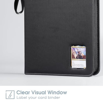 ProCase 900-Pocket Card Binder with Clear Window -Black | 9 Double-sided Pockets, Trading Cards Colletction Album Holder, Removable Sleeves, Holds MTG, TCG, Sports & Football Cards - color: Black