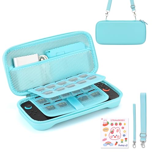 Younik Switch 2 Case Compatible with NS Switch 2 (2025), Carrying Case with 19 Game Card Slots, 4 in 1 Switch 2 Accessories Includes Shoulder Strap, Wrist Strap & Stickers (Blue) - color: Blue, size: For Switch 2(2025)