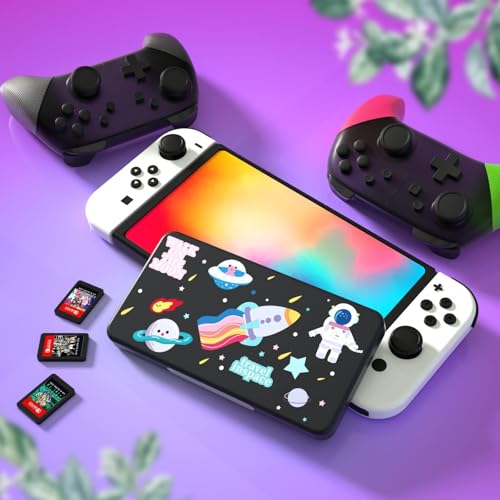 NANANINO Switch Game Case 24 Slots, Hard Shell Game Card Holder with Magnetic Closure, Portable Waterproof Switch Game Storage for Switch OLED, Lite & Switch 2 Travel Carry - color: Astronaut