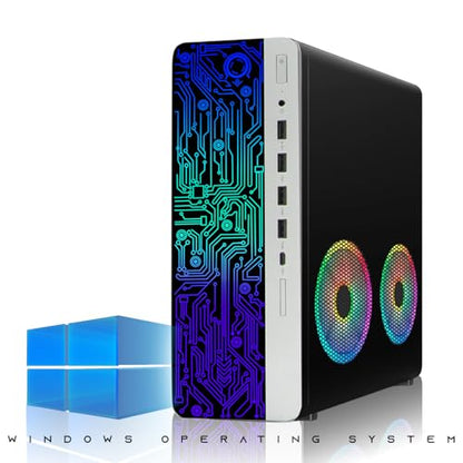 TechMagnet HP G3 Desktop RGB Computer PC Intel i7-6th Gen, 16GB DDR4 Ram 512GB SSD, Dual 27 Inch Monitor, GT 1030, RGB Speaker, Gaming Keyboard Mouse, 2X ARGB Fan WiFi, Windows 11 Pro (Renewed) | Desktop Computer, GT 1030 Graphics, Dual 27 Inch Monitor, R