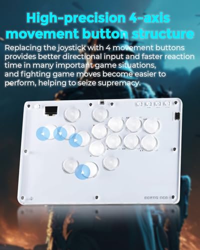 Haute42 T16-Crystal Leverless Arcade Stick, 16 Key Fighting Controller | Custom RGB & Turbo Functions & Hot Swap Supported, Compatible with PC/Ps3/Ps4/Switch/Steam