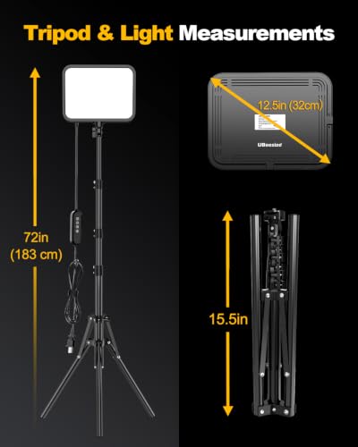 UBeesize 1-Pack LED Video Light Kit with Tripod & Phone Holder | 3000–6500K Dimmable Lighting for Makeup, Gaming & Streaming - size: 12.5in, style: 1-Pack