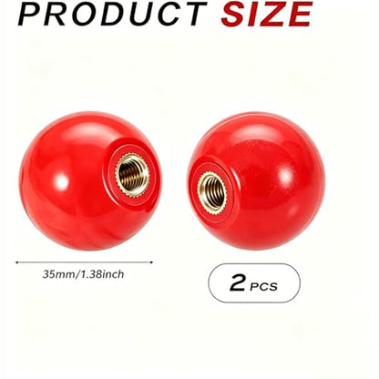 2Pcs Red Arcade Joystick Ball Top 35mm M6 Thread Replacement Joystick Knob for DIY Fight Stick, Home Arcade, Commercial Gaming Machine – PS & ABS Material 30g (red) - color: Red