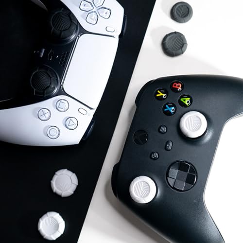 PERFECTSIGHT Thumb Grip Caps for PS5 PS4 Xbox Series XS Xbox One Switch PRO Controller Steam Deck 6 PCS Soft Rubber 3D Thumbsticks Button Joystick Cover Set, Black and Grey - color: Grey+White 6 PCS