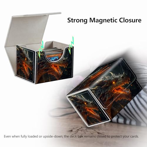 Strong Magnet Card Case Deck Box Mtg Card Box Playing Card Box Magic Deck Box Tcg Up to 200 Cards Creative Pattern Trading Card Storage Box for Collectible Card Games, Fire Dragon Roar - color: Fire Dragon Roar