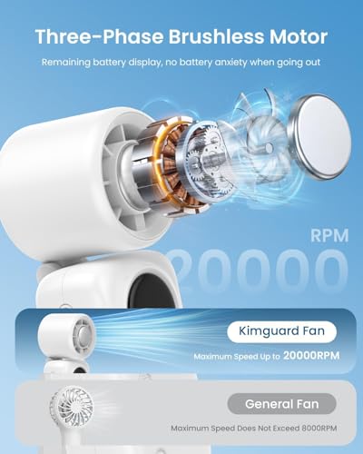 Handheld Turbo Fan with Ice Cooling, High Speed Personal Fan, Neck Fan Rechargeable Battery Up to 20H, Mini Pocket Fan for Outdoor Work, Office Desk, Home Watching Game, Travel, Beach Gifts - color: White
