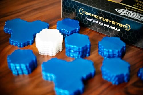 Renegade Game Studios Heroscape Waters of Valhalla - 40 Water Hexes Set | Compatible with Heroscape Battle Boxes; Features Sparkly Blue Water Tiles, Healing Wellsprings & Modular Hex Locking