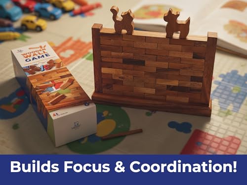 BSIRI Wooden Brick Wall Balancing Game | With Characters, Classic Brick Board Games - style: The Wall Game