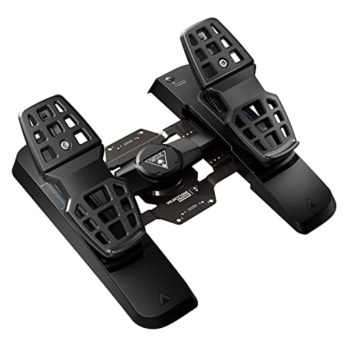 Turtle Beach VelocityOne Universal Rudder Pedals for Windows 10 & 11 PCs, Xbox Series X, Xbox Series S, and Xbox One Featuring Smooth Rudder Axis, Adjustable Brakes and Pedal Width – Black | Windows PC, Xbox Series X|S, Xbox One, Hall-Effect Axes, Swappab