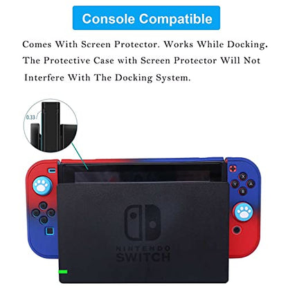 Dockable Case for Nintendo Switch - COMCOOL 3 in 1 Protective Cover Case for Nintendo Switch and Joy-Con Controller with Screen Protector - Red Blue - color: Red Blue