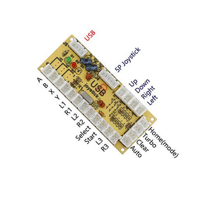 Arcade Game Controller Button Microswitch 8 Way Joystick Zero Delay USB Encoder Cable Stick DIY Kit for PC MAME Retropie Raspberry Pi - color: Black