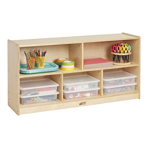 ECR4Kids 5-Compartment Mobile Storage Cabinet, Toddler, Classroom Furniture, Natural - color: Natural