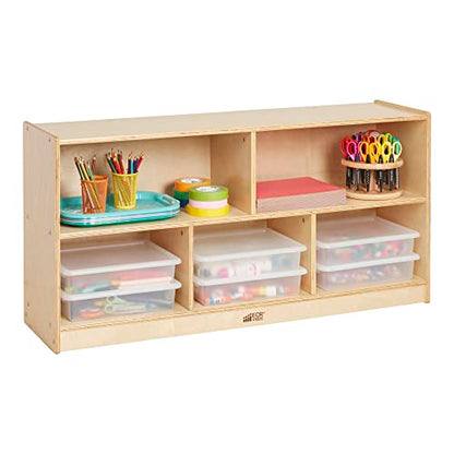 ECR4Kids 5-Compartment Mobile Storage Cabinet, Toddler, Classroom Furniture, Natural - color: Natural