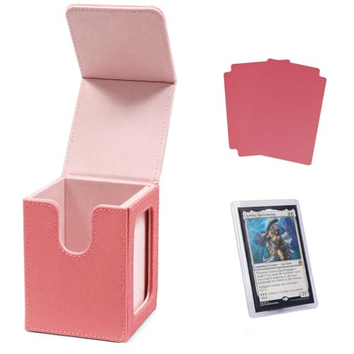 Venssu MTG Deck Box with Commander Display Window (Pink&Pink) | Holds 120 Single-Sleeved/ 100 double-sleeved cards, Fit MTG/PTCG/OPTCG Cards, Strong Magnetic Closure, Sturdy PU Leather - color: Pink&Pink