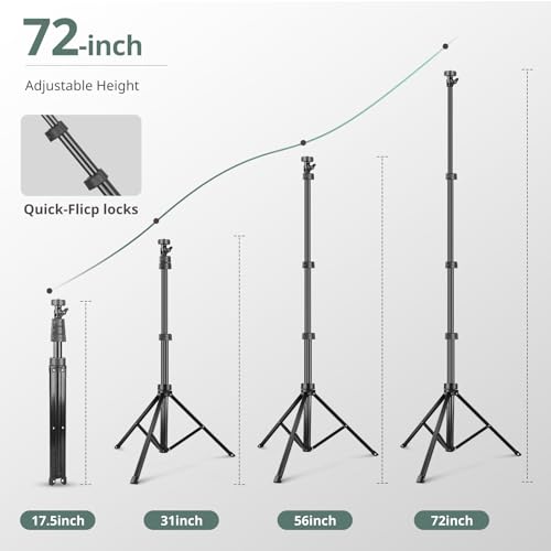 SENSYNE 72" Phone Tripod, Extendable Cell Phone Tripod Stand, Selfie Stick with Wireless Remote and Phone Holder, Compatible with iPhone Android Phone, Camera - color: Black, size: 72-inch