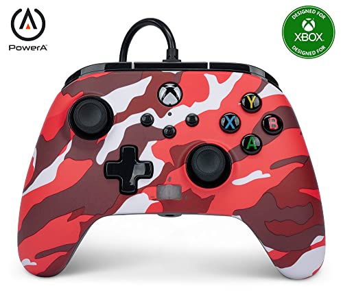 PowerA Enhanced Wired Controller for Xbox Series X|S - Red Camo, gamepad, wired video game controller, gaming controller, works with Xbox One - color: Red Camo