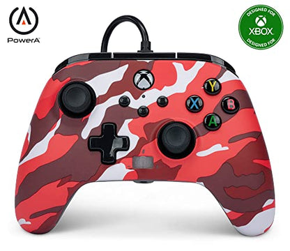 PowerA Enhanced Wired Controller for Xbox Series X|S - Red Camo, gamepad, wired video game controller, gaming controller, works with Xbox One - color: Red Camo