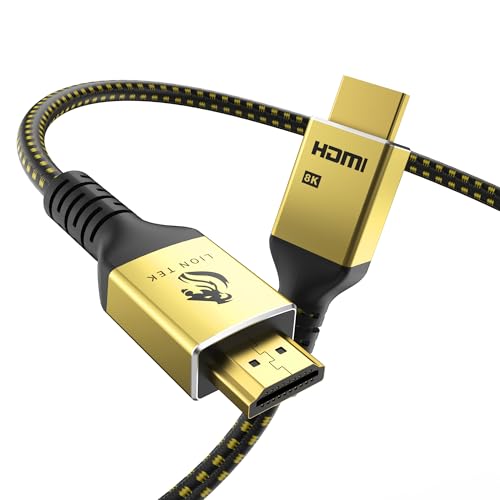 LIONWEI 8K Certified HDMI Cable 6.6FT/2M, HDMI 2.1 Cable 8K@60Hz 4K@120Hz, 48Gbps Ultra High Speed HDMI Cord, HDCP 2.2&2.3, DTS:X, Dynamic HDR, eARC, Compatible with Roku TV/HDTV/PS5