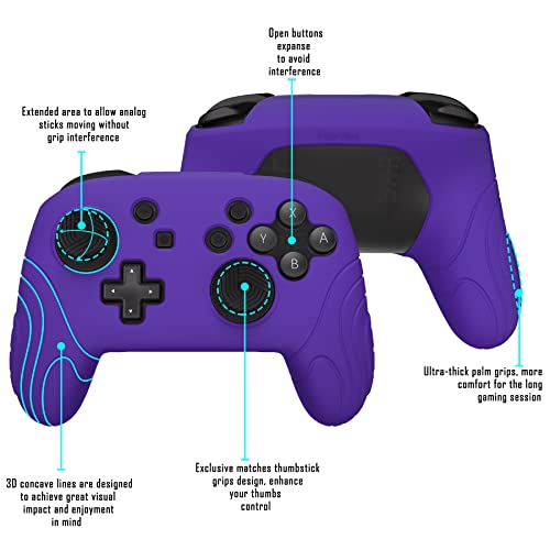 PlayVital Samurai Edition Ergonomic Silicone Skin Protective Case for Nintendo Switch Pro Controller, Soft Anti-slip Controller Grip Protector for Nintendo Switch Pro with Thumb Grip Caps - Purple - color: Purple