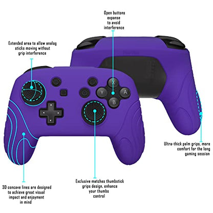 PlayVital Samurai Edition Ergonomic Silicone Skin Protective Case for Nintendo Switch Pro Controller, Soft Anti-slip Controller Grip Protector for Nintendo Switch Pro with Thumb Grip Caps - Purple - color: Purple