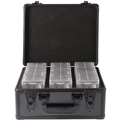 EcoVibe Graded Card Case, Aluminum Alloy Trading Card Storage Box with Carry Handle, Sports Card Case Holders with Dividers, Graded Card Storage Boxes Fits Psa, TCG, Csg, BGS, SGC Slabs - color: 3GE KX