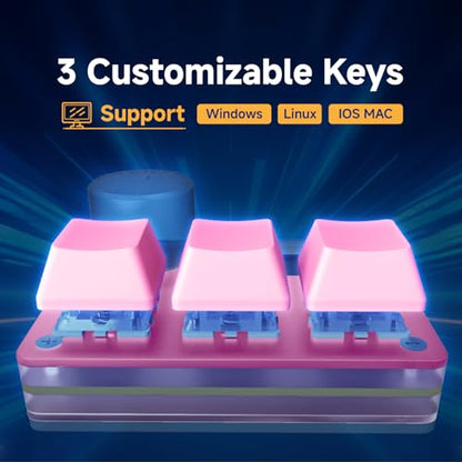 O3C Rapid Trigger Keyboard With Hall Magnetic Switch For OSU Geometry Dash | Rhythm Games,with Knob and Screen,Copy Paste,Shotcut,Macro Hotswap Mini Keypad Magnetic Linear Switches - color: Pink, size: Gateron Jade Pro Green Switch