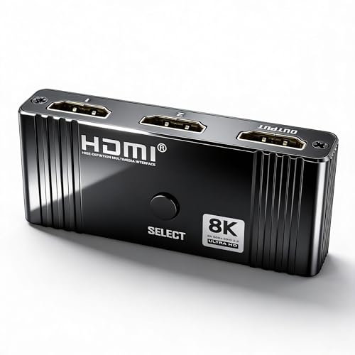 HDMI 2.1 Bi-Directional AB Switch 8K60Hz 2X1 HDMI Switcher with Remote Control Compatible with Laptops PC Xbox Series PS5 / PS4 Projector and More