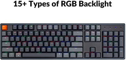 Keychron K10 RGB Full Size Layout Hot-Swappable Mechanical Keyboard for Mac Windows, Multitasking 104-Key Bluetooth Wireless/USB Wired Gaming Keyboard with Keychron Super Red Switch Aluminum Frame - color: Hot-swap Keychron Super Red Switch