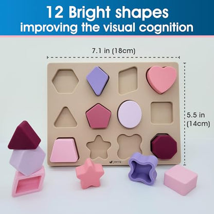 Jispring [100% Silicone] Shape Puzzles for Dementia, Products for Elderly, Cognitive Matching Games, Fidget Sensory Toys for Alzheimers, Dementia Activities for Seniors, Anxiety Relief Tiles - style: Shapes