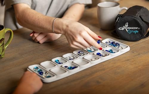 Travel Mancala Game Set – Flexible Silicone Roll-Up Board, 50 Stones & Zippered Canvas Bag – Portable Strategy Game for Adults & Teens (Light Grey) - color: Light Grey