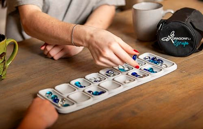 Travel Mancala Game Set – Flexible Silicone Roll-Up Board, 50 Stones & Zippered Canvas Bag – Portable Strategy Game for Adults & Teens (Light Grey) - color: Light Grey