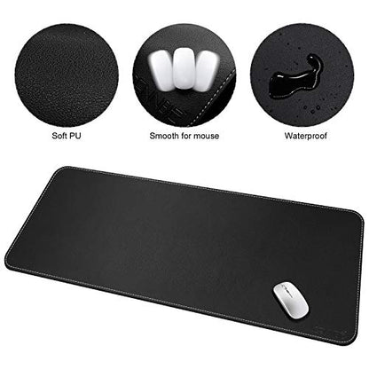 CENNBIE Leather Desk Mat, Extra Large Desk pad, Desk mats on top of desks, 51.2" x 23.6" XXXL Large Mouse Pad for Office and Home (Black) - color: Black, size: 24" x 51"
