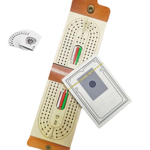 Travel Cribbage Board Game Set Portable Travel Games Includes Storage Space 1 Deck 6 Pegs of Cards and Instructions Classic Family Cribbage Game Ideal for Family Fun and Entertaining - color: 1pack